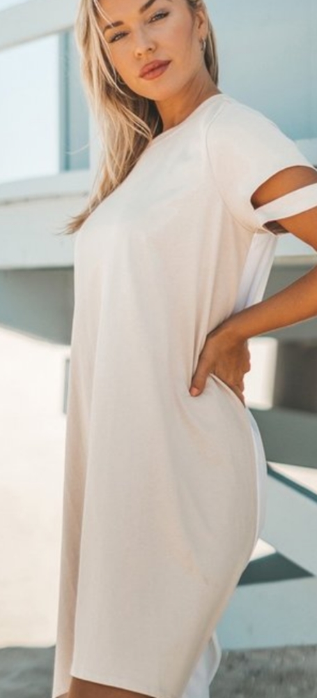 Short Sleeve Two Tone Midi Dress S M L